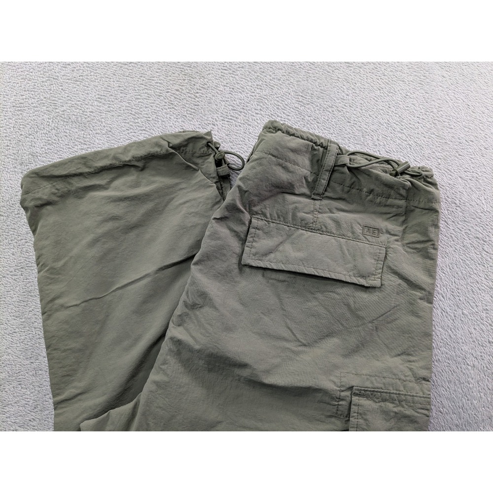 American Eagle Parachute Pants Mens Medium Olive Green Recycled Nylon Cargo